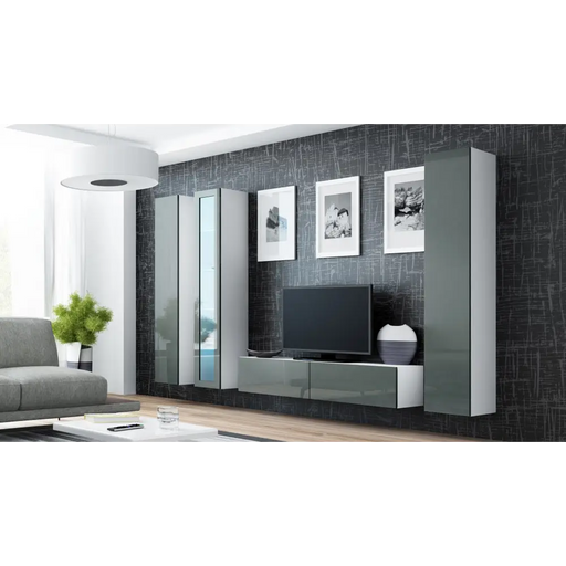 Cama Living room cabinet set VIGO 15 white/grey gloss - Modern wall unitsMES-NOW<<<Wall UnitsMES<<<ActionPL
