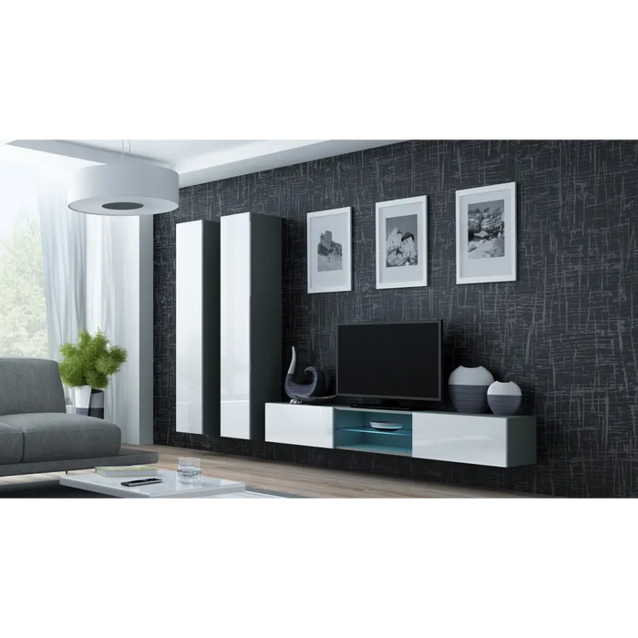 Cama Living room cabinet set VIGO 19 grey/white gloss - Modern wall unitsMES-NOW<<<Wall UnitsMES<<<ActionPL