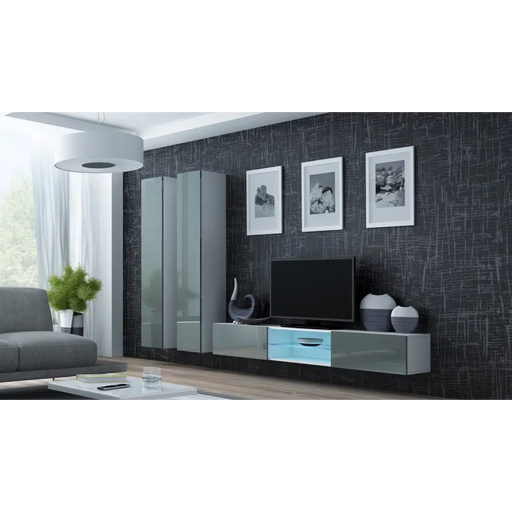Cama Living room cabinet set VIGO 19 white/grey gloss - Modern wall unitsMES-NOW<<<Wall UnitsMES<<<ActionPL