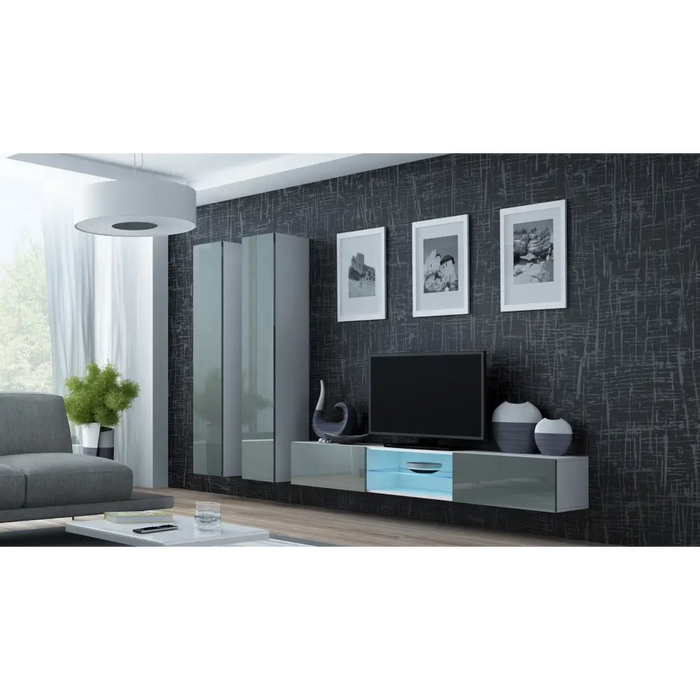 Cama Living room cabinet set VIGO 19 white/grey gloss - Modern wall unitsMES-NOW<<<Wall UnitsMES<<<ActionPL