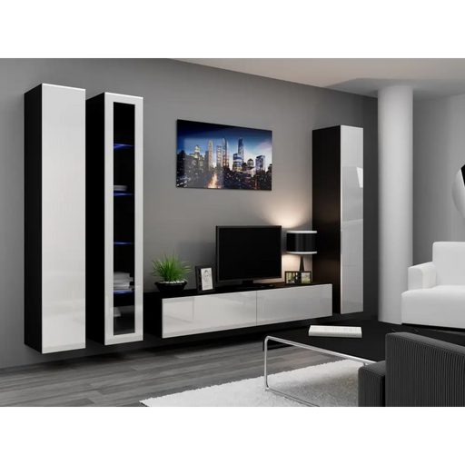 Cama Living room cabinet set VIGO 2 black/white gloss - Modern wall unitsMES-NOW<<<Wall UnitsMES<<<ActionPL