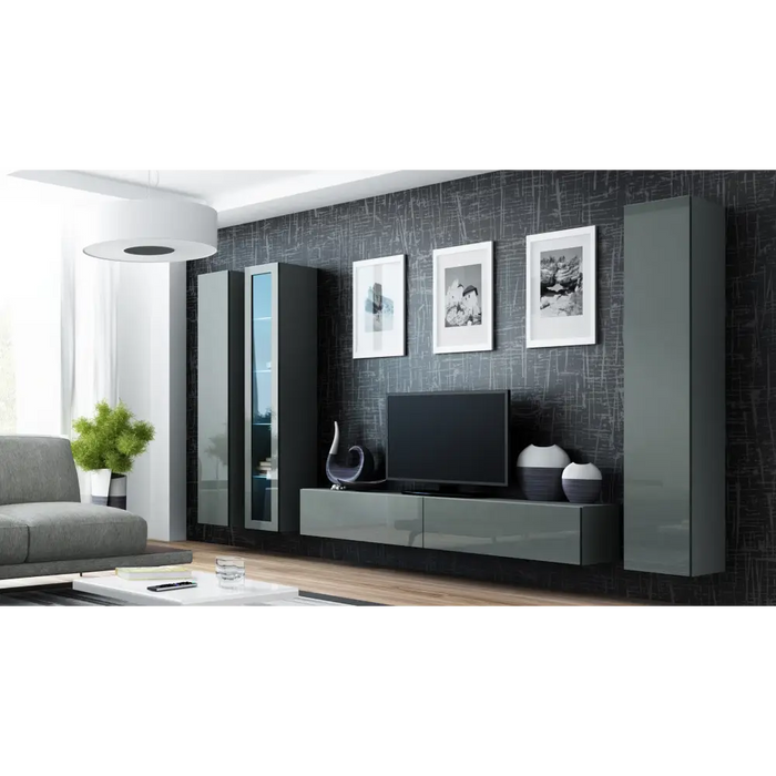 Cama Living room cabinet set VIGO 2 grey/grey gloss - Modern wall unitsMES-NOW<<<Wall UnitsMES<<<ActionPL