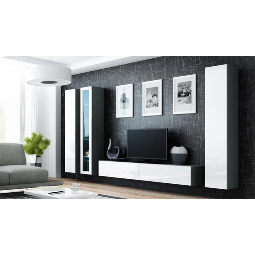 Cama Living room cabinet set VIGO 2 grey/white gloss - Modern wall unitsMES-NOW<<<Wall UnitsMES<<<ActionPL