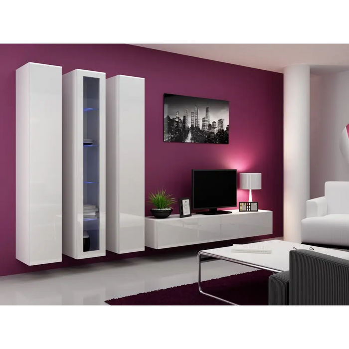 Cama Living room cabinet set VIGO 2 white/white gloss - Modern wall unitsMES-NOW<<<Wall UnitsMES<<<ActionPL