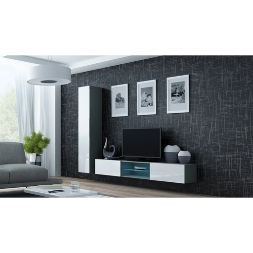 Cama Living room cabinet set VIGO 21 grey/white gloss - Modern wall unitsMES-NOW<<<Wall UnitsMES<<<ActionPL