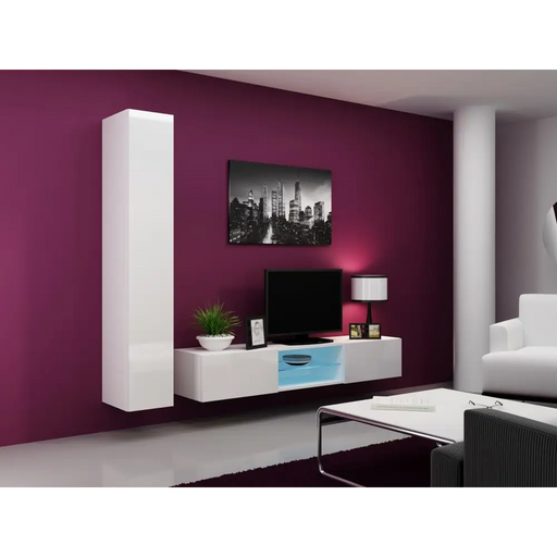 Cama Living room cabinet set VIGO 21 white/white gloss - Modern wall unitsMES-NOW<<<Wall UnitsMES<<<ActionPL