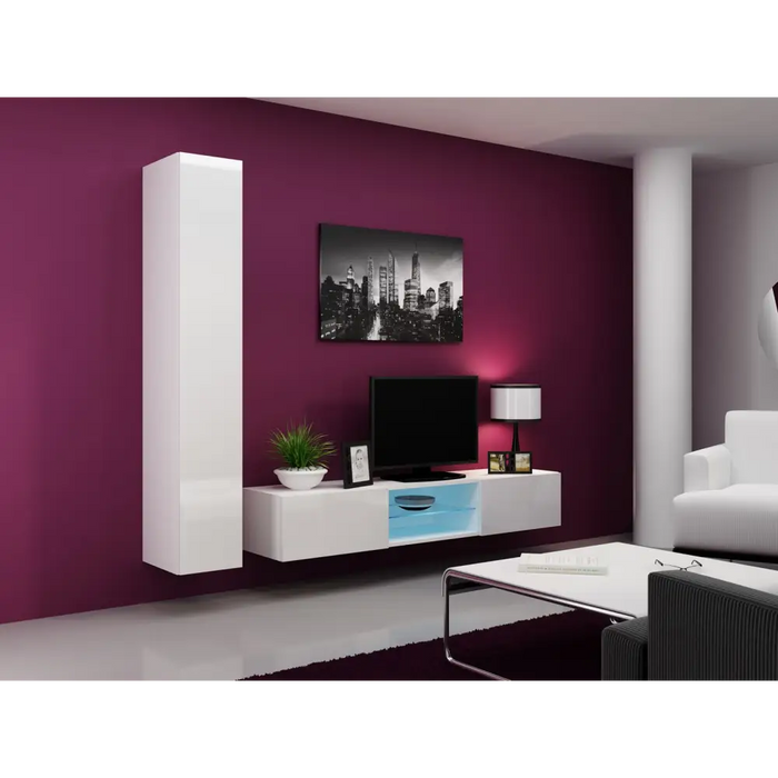 Cama Living room cabinet set VIGO 21 white/white gloss - Modern wall unitsMES-NOW<<<Wall UnitsMES<<<ActionPL