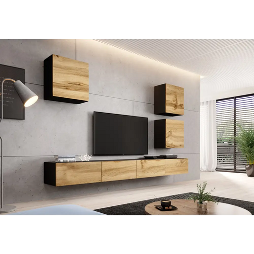 Cama living room cabinet set VIGO 22 black/wotan oak - Modern wall unitsMES-NOW<<<Wall UnitsMES<<<ActionPL