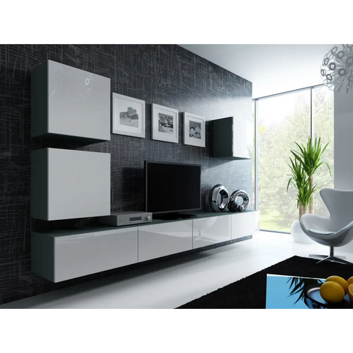 Cama Living room cabinet set VIGO 22 grey/white gloss - Modern wall unitsMES-NOW<<<Wall UnitsMES<<<ActionPL
