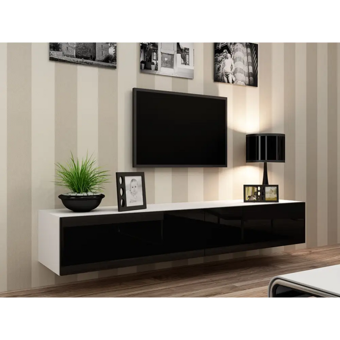 Cama Living room cabinet set VIGO 22 white/black gloss - Modern wall unitsMES-NOW<<<Wall UnitsMES<<<ActionPL