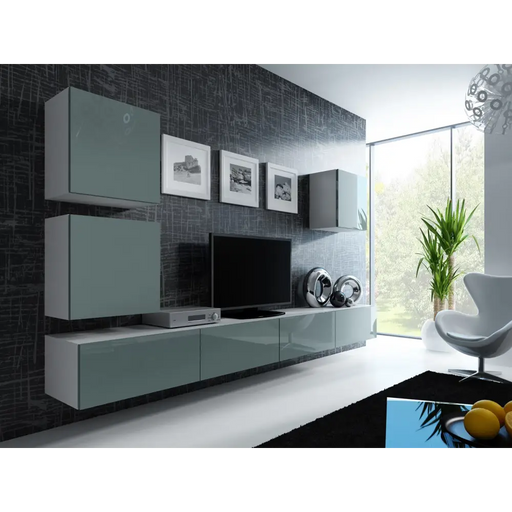 Cama Living room cabinet set VIGO 22 white/grey gloss - Modern wall unitsMES-NOW<<<Wall UnitsMES<<<ActionPL