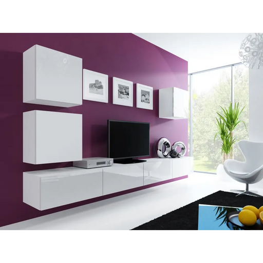 Cama Living room cabinet set VIGO 22 white/white gloss - Modern wall unitsMES-NOW<<<Wall UnitsMES<<<ActionPL