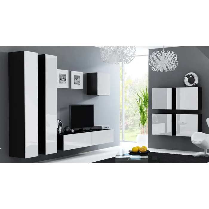 Cama Living room cabinet set VIGO 24 black/white gloss - Modern wall unitsMES-NOW<<<Wall UnitsMES<<<ActionPL