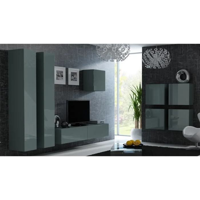 Cama Living room cabinet set VIGO 24 grey/grey gloss - Modern wall unitsMES-NOW<<<Wall UnitsMES<<<ActionPL