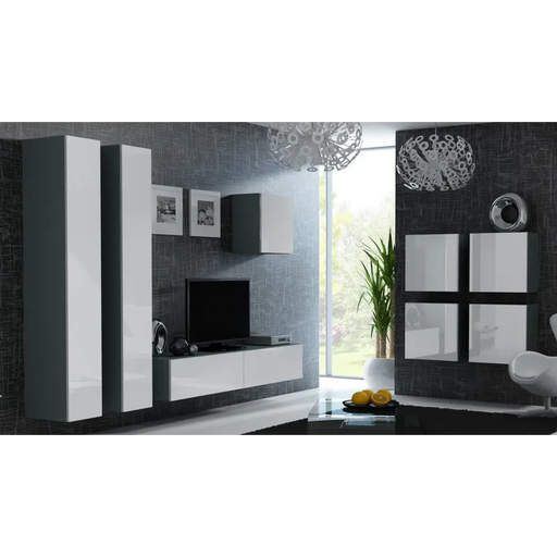 Cama Living room cabinet set VIGO 24 grey/white gloss - Modern wall unitsMES-NOW<<<Wall UnitsMES<<<ActionPL