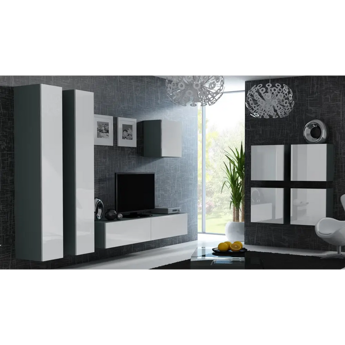 Cama Living room cabinet set VIGO 24 grey/white gloss - Modern wall unitsMES-NOW<<<Wall UnitsMES<<<ActionPL
