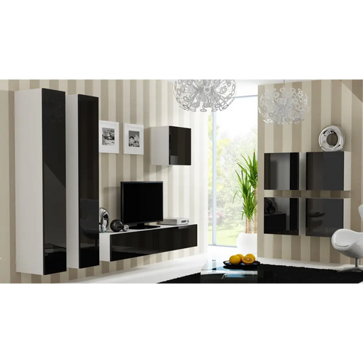 Cama Living room cabinet set VIGO 24 white/black gloss - Modern wall unitsMES-NOW<<<Wall UnitsMES<<<ActionPL