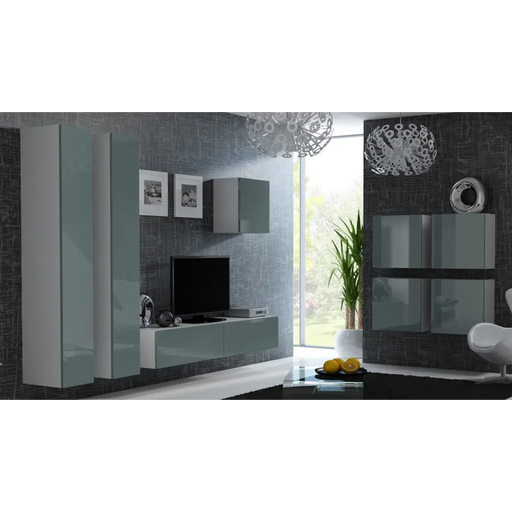 Cama Living room cabinet set VIGO 24 white/grey gloss - Modern wall unitsMES-NOW<<<Wall UnitsMES<<<ActionPL