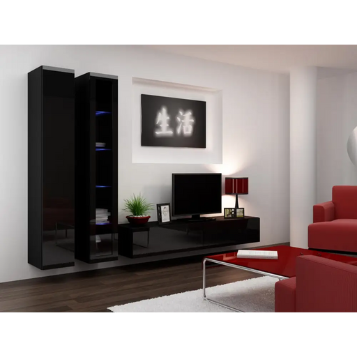 Cama Living room cabinet set VIGO 3 black/black gloss - Modern wall unitsMES-NOW<<<Wall UnitsMES<<<ActionPL