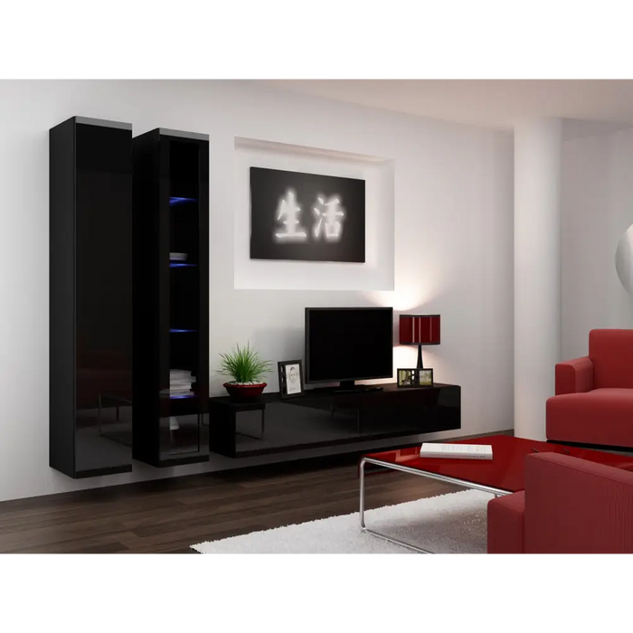 Cama Living room cabinet set VIGO 3 black/black gloss - Modern wall unitsMES-NOW<<<Wall UnitsMES<<<ActionPL