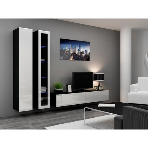 Cama Living room cabinet set VIGO 3 black/white gloss - Modern wall unitsMES-NOW<<<Wall UnitsMES<<<ActionPL