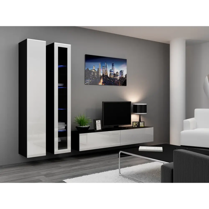Cama Living room cabinet set VIGO 3 black/white gloss - Modern wall unitsMES-NOW<<<Wall UnitsMES<<<ActionPL