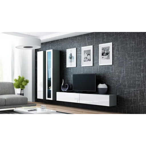 Cama Living room cabinet set VIGO 3 grey/white gloss - Modern wall unitsMES-NOW<<<Wall UnitsMES<<<ActionPL