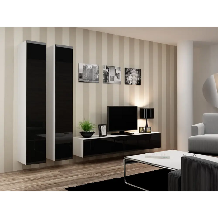 Cama Living room cabinet set VIGO 4 white/black gloss - Modern wall unitsMES-NOW<<<Wall UnitsMES<<<ActionPL