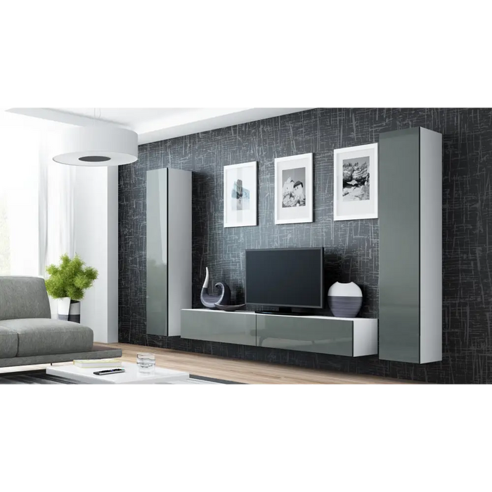 Cama Living room cabinet set VIGO 4 white/grey gloss - Modern wall unitsMES-NOW<<<Wall UnitsMES<<<ActionPL