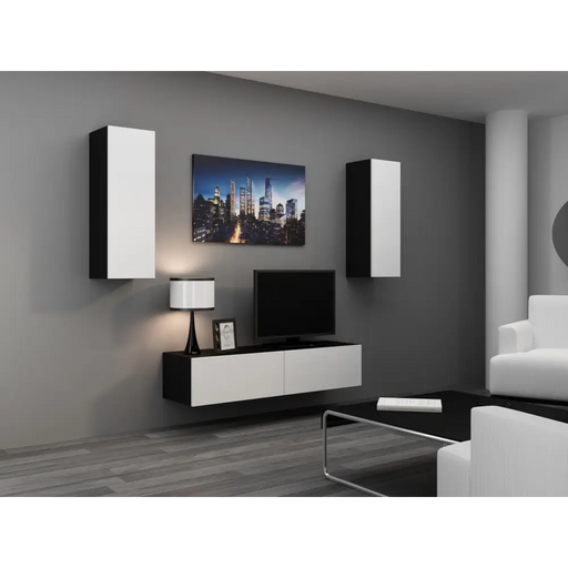 Cama Living room cabinet set VIGO 7 black/white gloss - Modern wall unitsMES-NOW<<<Wall UnitsMES<<<ActionPL