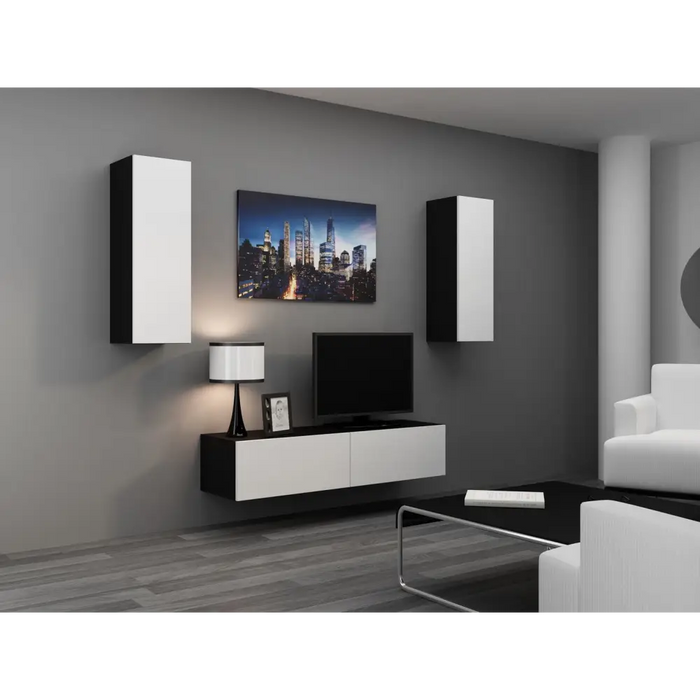 Cama Living room cabinet set VIGO 7 black/white gloss - Modern wall unitsMES-NOW<<<Wall UnitsMES<<<ActionPL