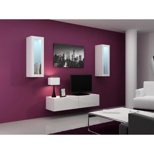 Cama Living room cabinet set VIGO 8 white/white gloss - Modern wall unitsMES-NOW<<<Wall UnitsMES<<<ActionPL