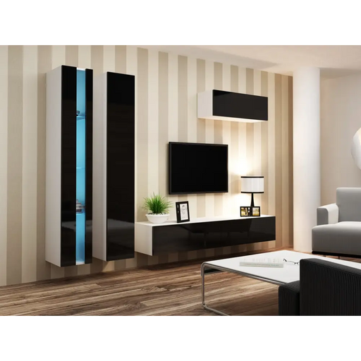 Cama Living room cabinet set VIGO NEW 1 white/black gloss - Modern wall unitsMES-NOW<<<Wall UnitsMES<<<ActionPL