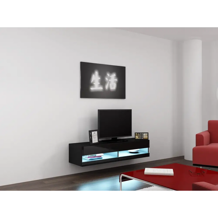 Cama Living room cabinet set VIGO NEW 11 black/black gloss - Modern wall unitsMES-NOW<<<Wall UnitsMES<<<ActionPL