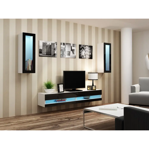Cama Living room cabinet set VIGO NEW 11 white/black gloss - Modern wall unitsMES-NOW<<<Wall UnitsMES<<<ActionPL