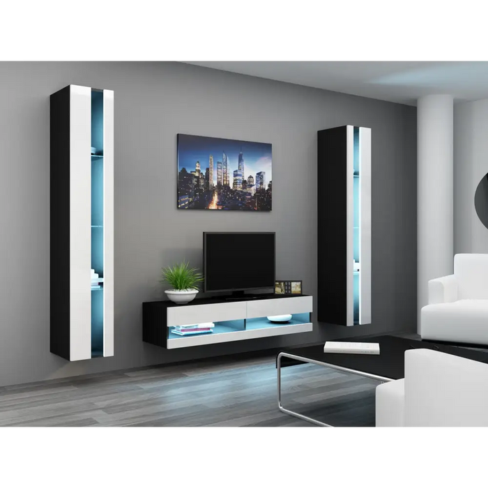 Cama Living room cabinet set VIGO NEW 12 black/white gloss - Modern wall unitsMES-NOW<<<Wall UnitsMES<<<ActionPL
