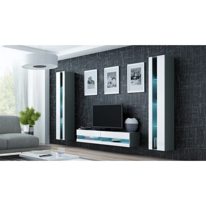 Cama Living room cabinet set VIGO NEW 12 grey/white gloss - Modern wall unitsMES-NOW<<<Wall UnitsMES<<<ActionPL