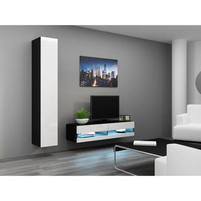Cama Living room cabinet set VIGO NEW 13 black/white gloss - Modern wall unitsMES-NOW<<<Wall UnitsMES<<<ActionPL