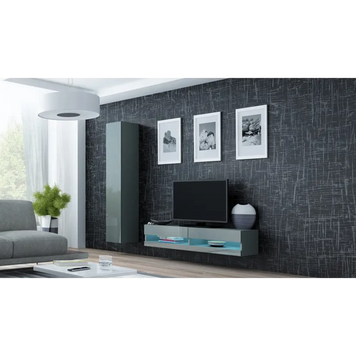 Cama Living room cabinet set VIGO NEW 13 grey/grey gloss - Modern wall unitsMES-NOW<<<Wall UnitsMES<<<ActionPL