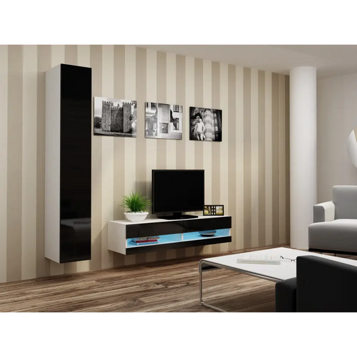Cama Living room cabinet set VIGO NEW 13 white/black gloss - Modern wall unitsMES-NOW<<<Wall UnitsMES<<<ActionPL