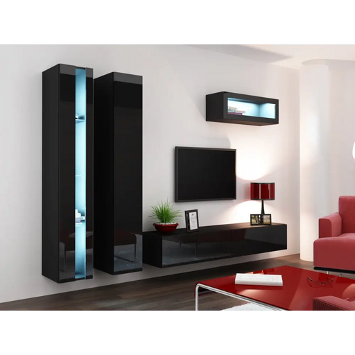 Cama Living room cabinet set VIGO NEW 2 black/black gloss - Modern wall unitsMES-NOW<<<Wall UnitsMES<<<ActionPL