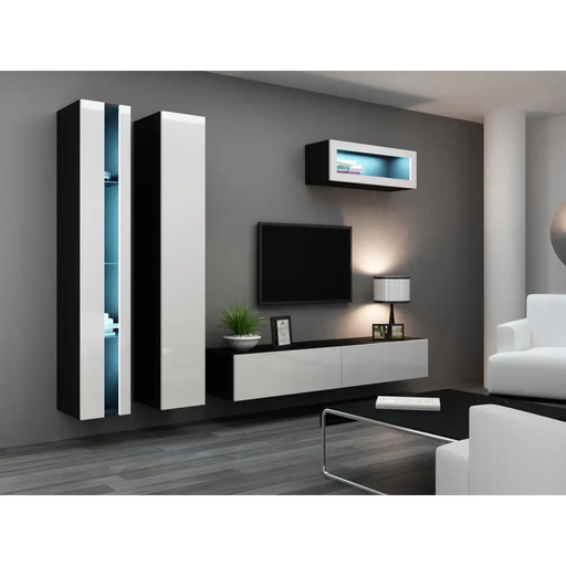 Cama Living room cabinet set VIGO NEW 2 black/white gloss - Modern wall unitsMES-NOW<<<Wall UnitsMES<<<ActionPL
