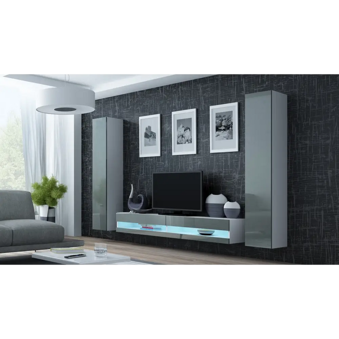 Cama Living room cabinet set VIGO NEW 4 white/grey gloss - Modern wall unitsMES-NOW<<<Wall UnitsMES<<<ActionPL