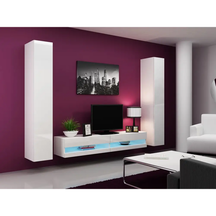 Cama Living room cabinet set VIGO NEW 4 white/white gloss - Modern wall unitsMES-NOW<<<Wall UnitsMES<<<ActionPL