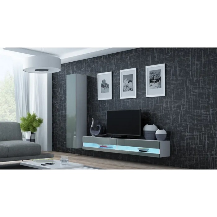 Cama Living room cabinet set VIGO NEW 9 white/grey gloss - Modern wall unitsMES-NOW<<<Wall UnitsMES<<<ActionPL