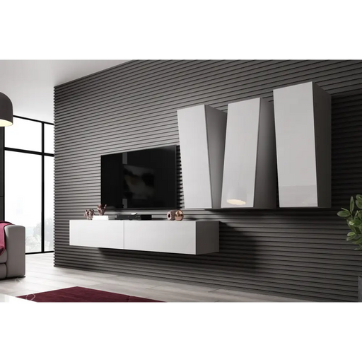 Cama Living room cabinet set VIGO SLANT 1 white/white gloss - Modern wall unitsMES-NOW<<<Wall UnitsMES<<<ActionPL