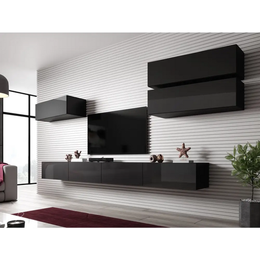 Cama Living room cabinet set VIGO SLANT 4 black/black gloss - Modern wall unitsMES-NOW<<<Wall UnitsMES<<<ActionPL
