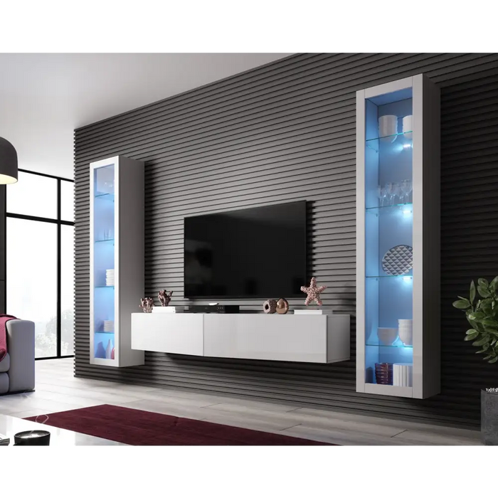Cama Living room cabinet set VIGO SLANT 6 white/white gloss - Modern wall unitsMES-NOW<<<Wall UnitsMES<<<ActionPL