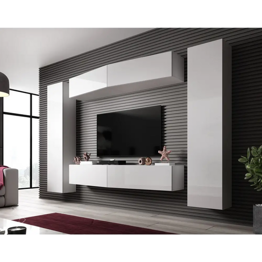 Cama Living room cabinet set VIGO SLANT 7 white/white gloss - Modern wall unitsMES-NOW<<<Wall UnitsMES<<<ActionPL