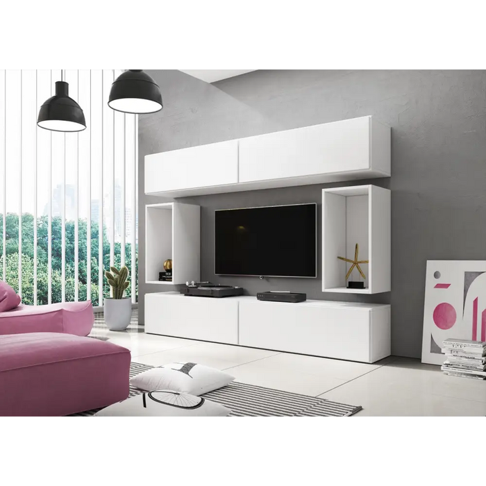 Cama living room furniture set ROCO 1 (4xRO1 + 2xRO4) white/white/white - Modern wall unitsMES-NOW<<<Wall